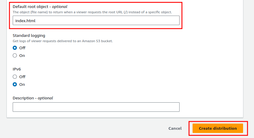 Selecting default root object