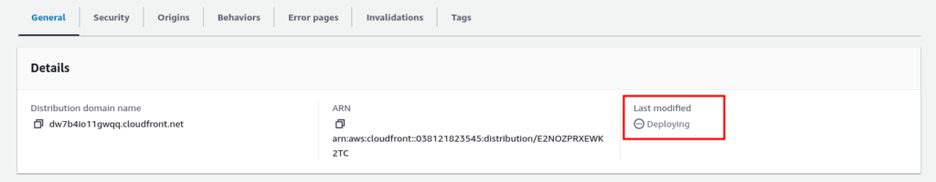 CloudFront deployment status