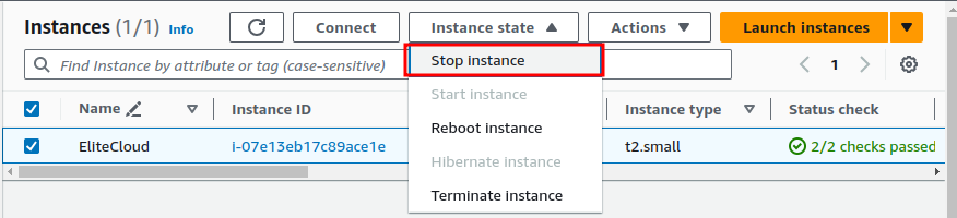 Stopping EC2 Instance