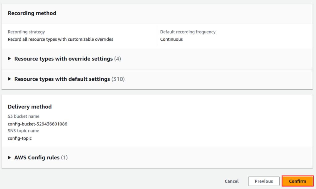Creating compliance rule: Confirming