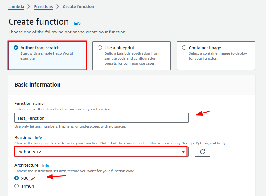 Creating AWS Lambda Function