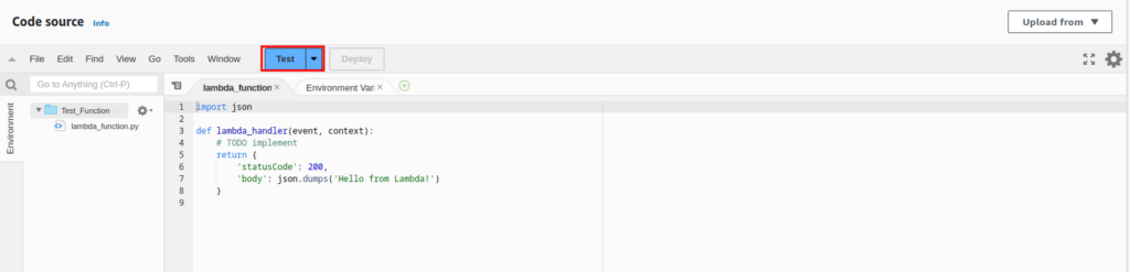 Creating AWS Lambda Function: Running the code