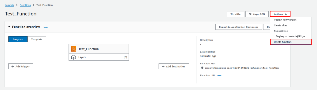 Deleting AWS Lambda Function