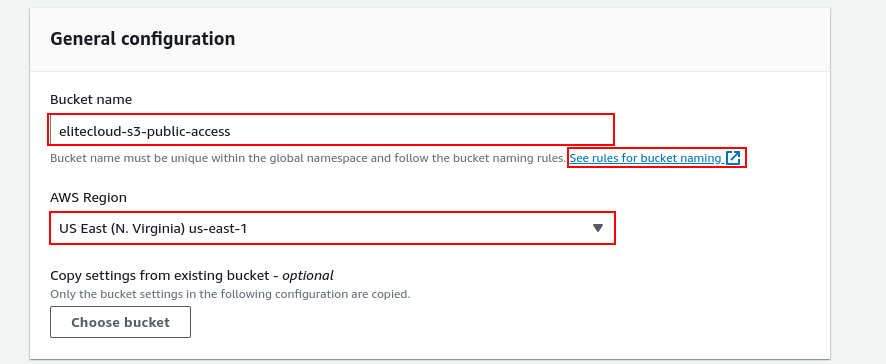 Creating S3 bucket: General configuration