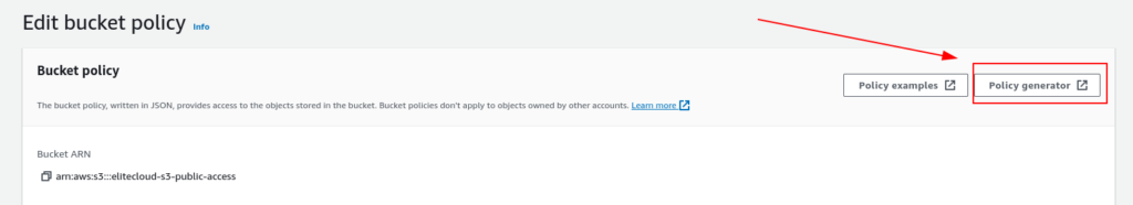 Unblocking S3 bucket public access: Editing bucket policy