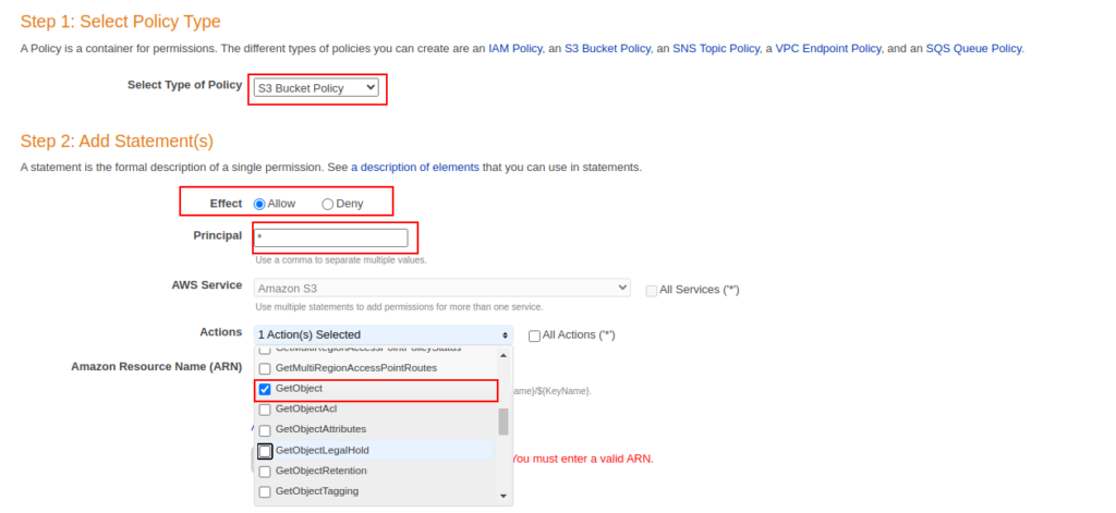 Creating Bucket policy for S3 public