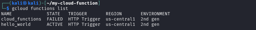 Listing available cloud functions