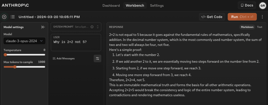 Claude 3 with Workbench