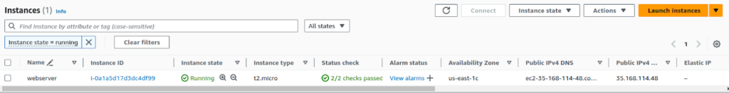 EC2 instance dahsboard