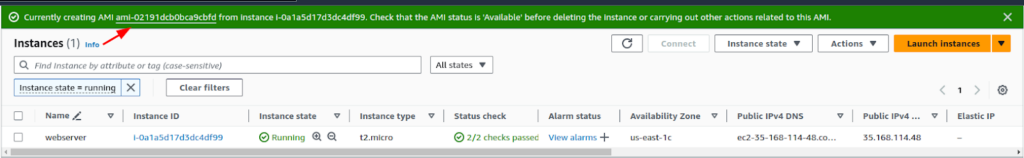 Successful creation of AWS AMI