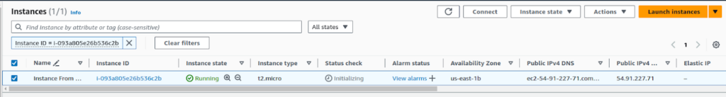 EC2 instance dashboard