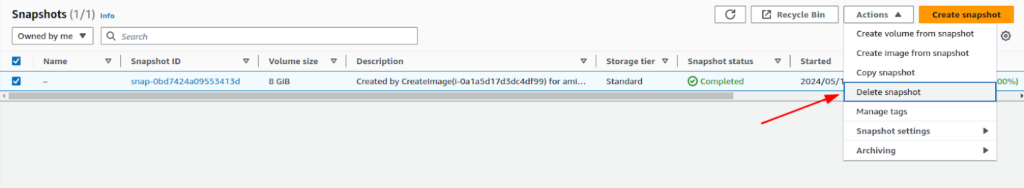 Deleting snapshot
