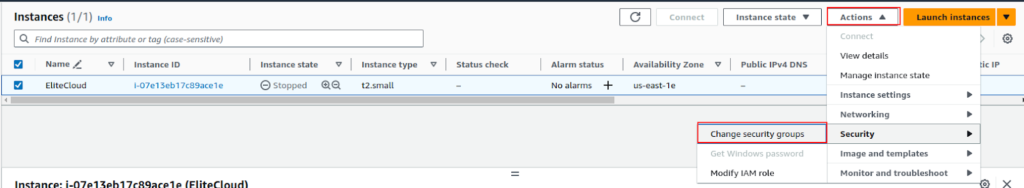 Changing Security Group