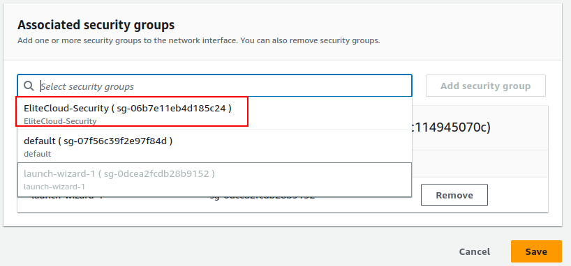 Changing Security Group 2