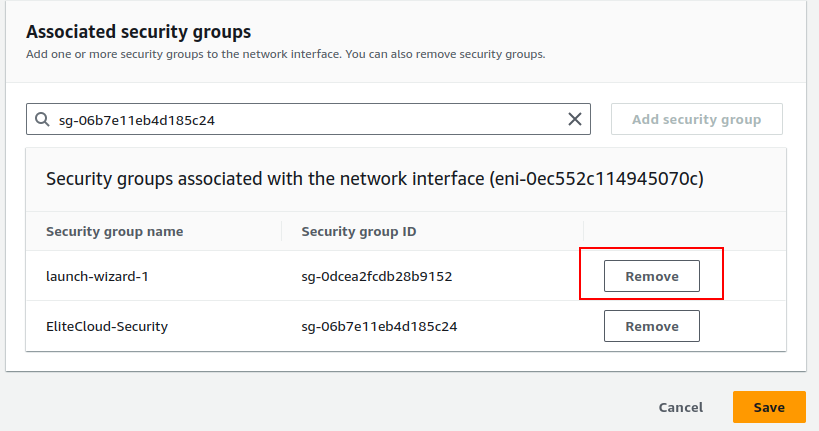 Changing Security Group 3