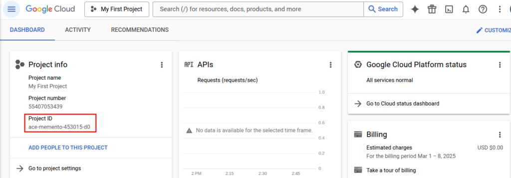 Copying project ID