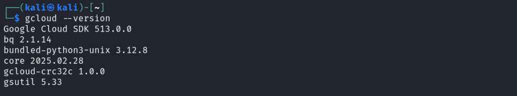 Confirming google cloud SDK installtion