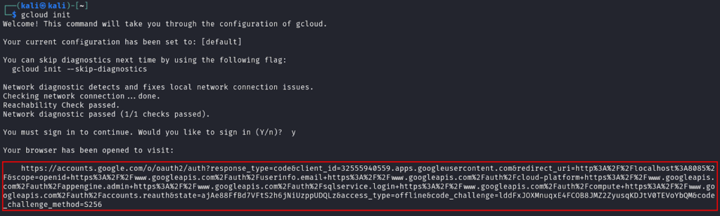 Initializing Google Cloud SDK