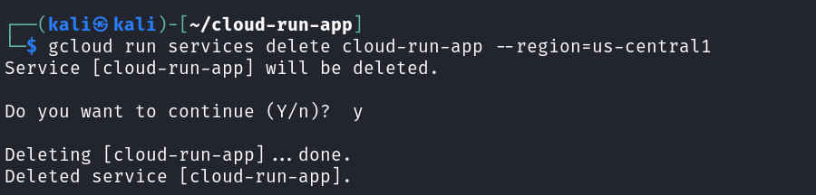 Deleting Cloud run service