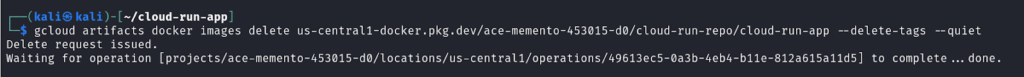 Deleting google cloud artifact