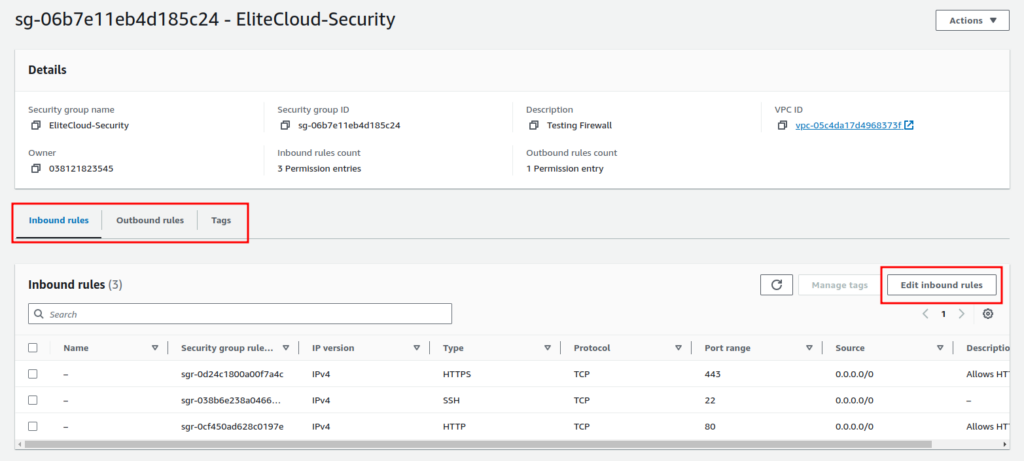 EC2 instance security group: inbound rule