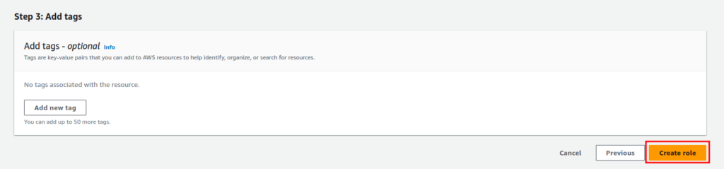 IAM Role creation: Adding tags