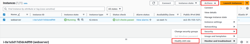 Attaching IAM role to EC2 instance