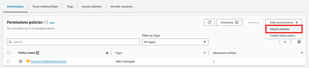 Attaching new policies into a role