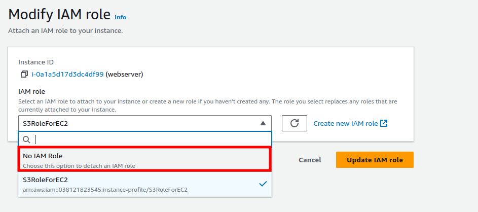 Removing IAM Role from EC2