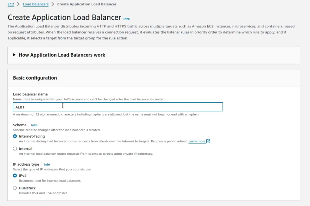 Creating a Application Load Balancer