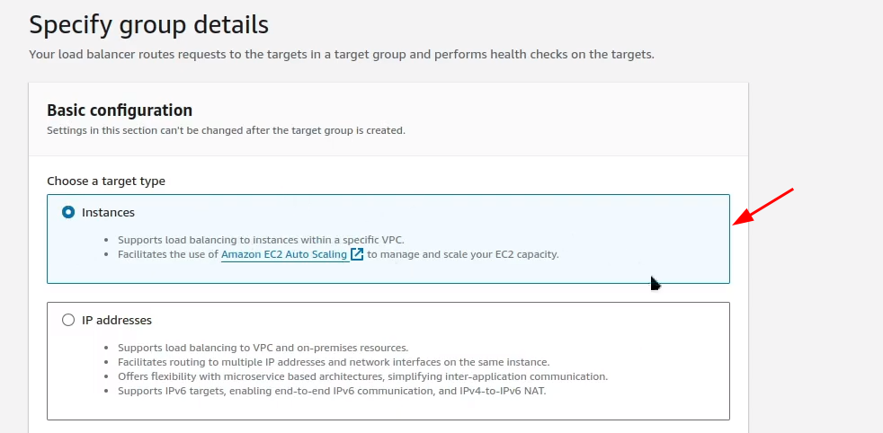 Creating a Application Load Balancer: Target group