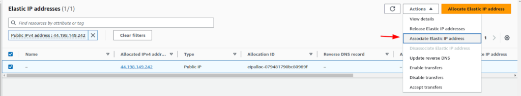 Associating Elastic IP