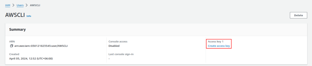 Creating Access Key