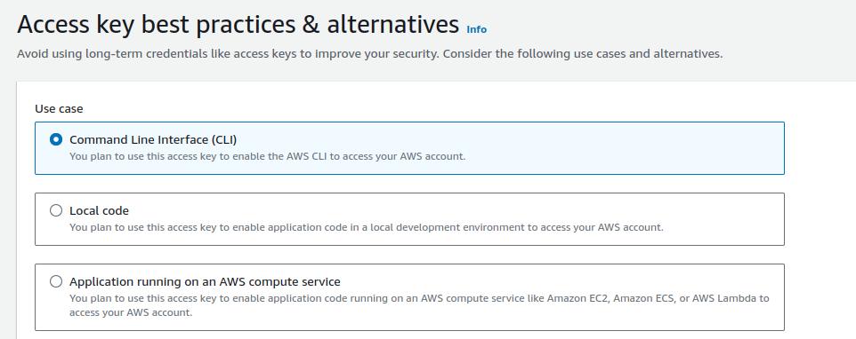 Selecting the access key use case