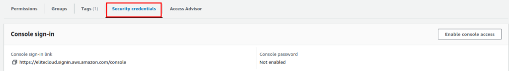 Deactivating the AWS Access key