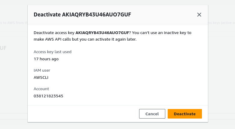 Following up the deactivation confirmation