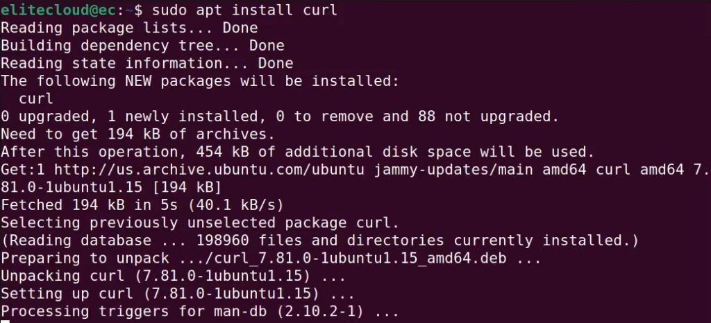 Installing curl