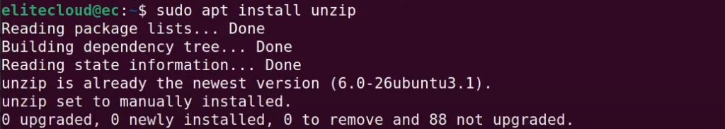 Installing unzip
