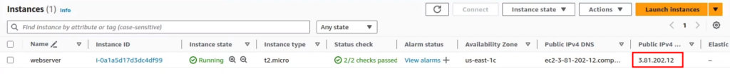 EC2 instance dashboard