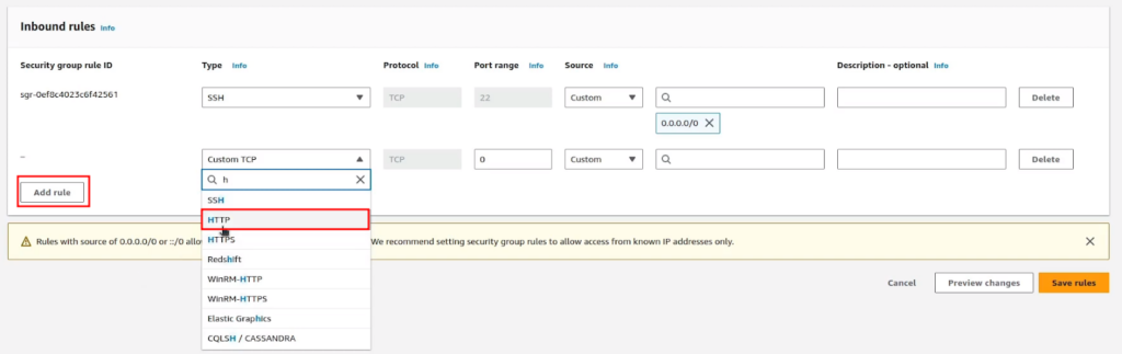 Adding new http rule