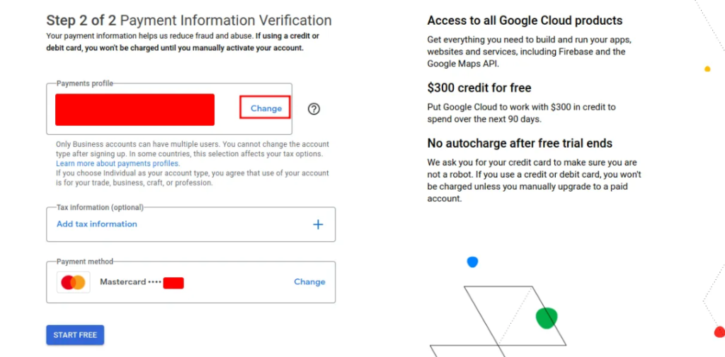 GCP Account Create step 3