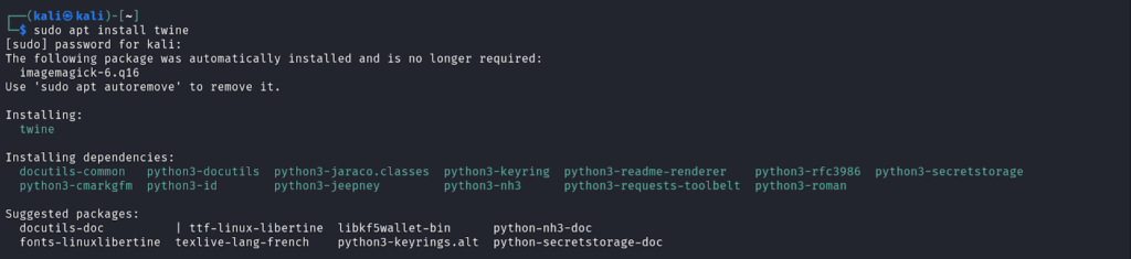 Installing twine