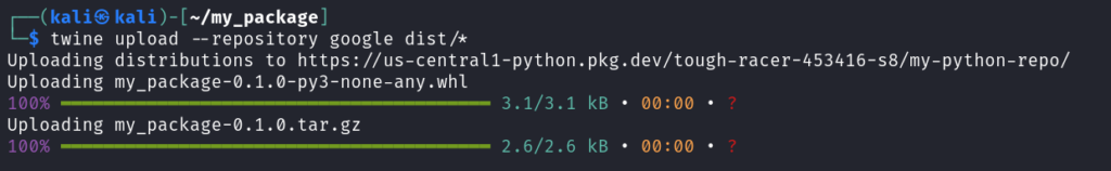 Uploading the package into google cloud artifact registry