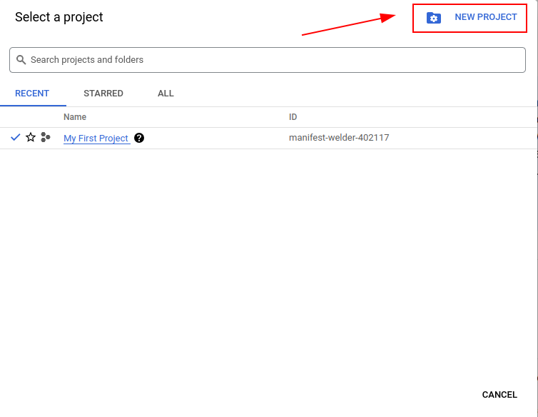 Creating a Project step 1
