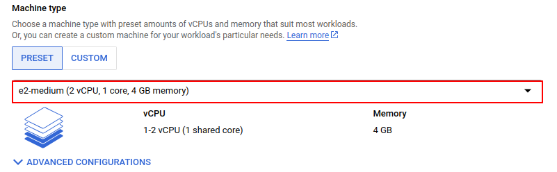Creating a new VM Instance step 3