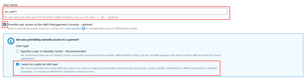 Step one for Creating AWS IAM User