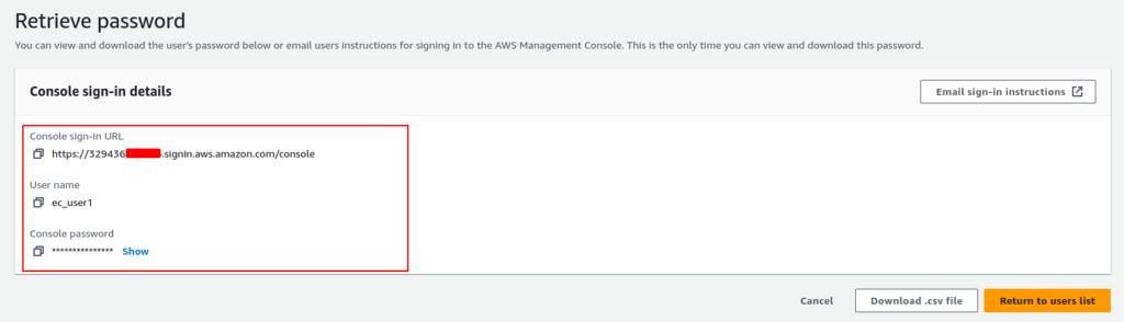 Successful IAM User creation