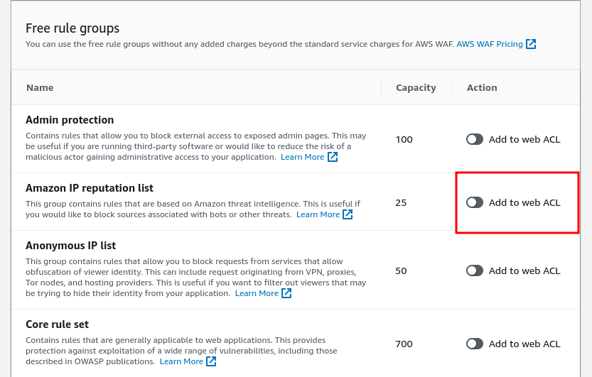 Creating Web ACL step 9