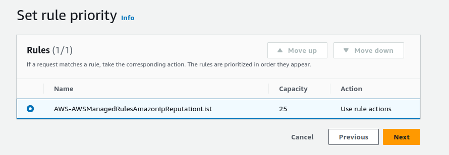 Creating Web ACL step 1