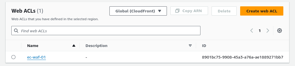 Successful creation of Web ACL